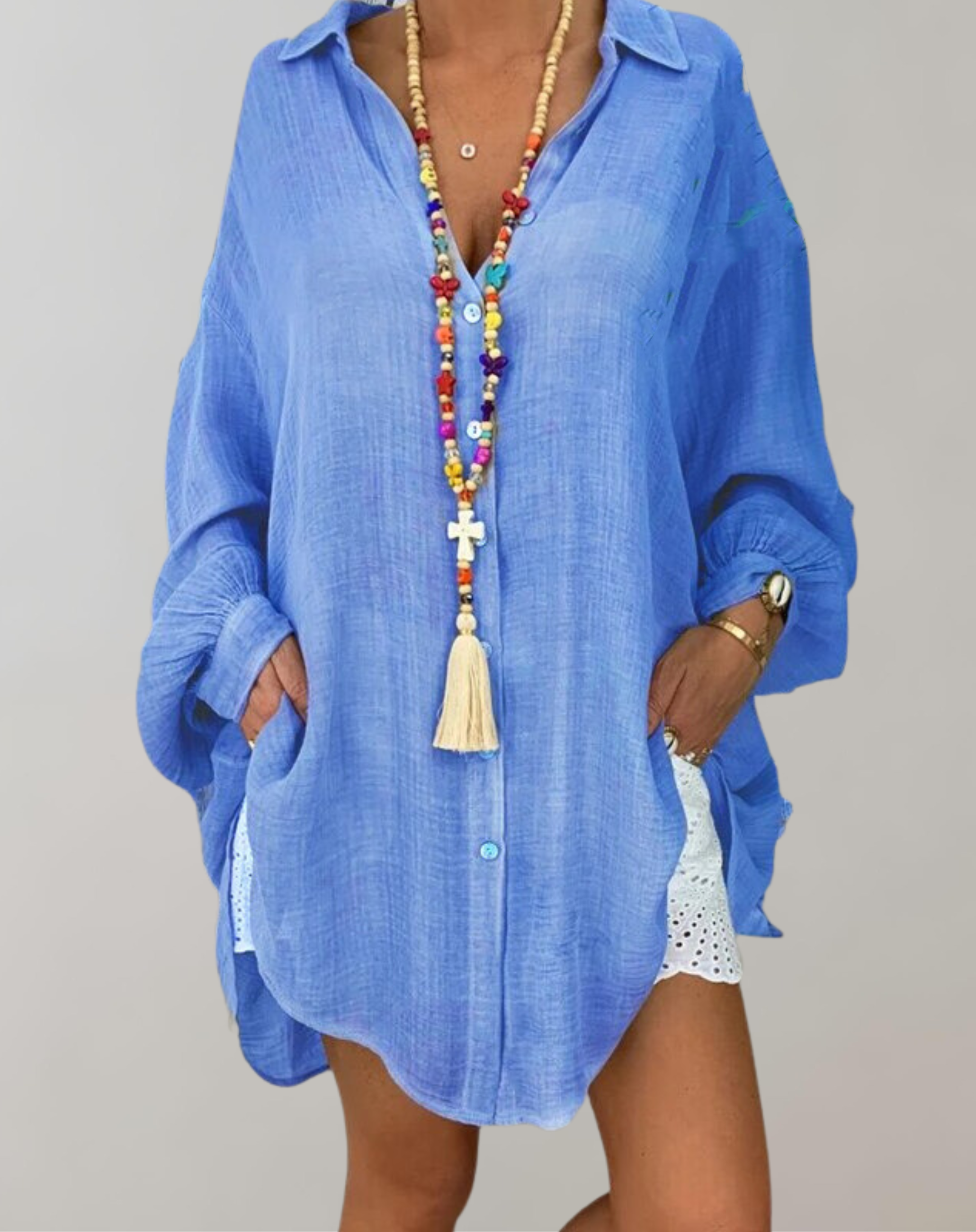 Paloma - Langärmeliges Leinenhemd in Übergrößen