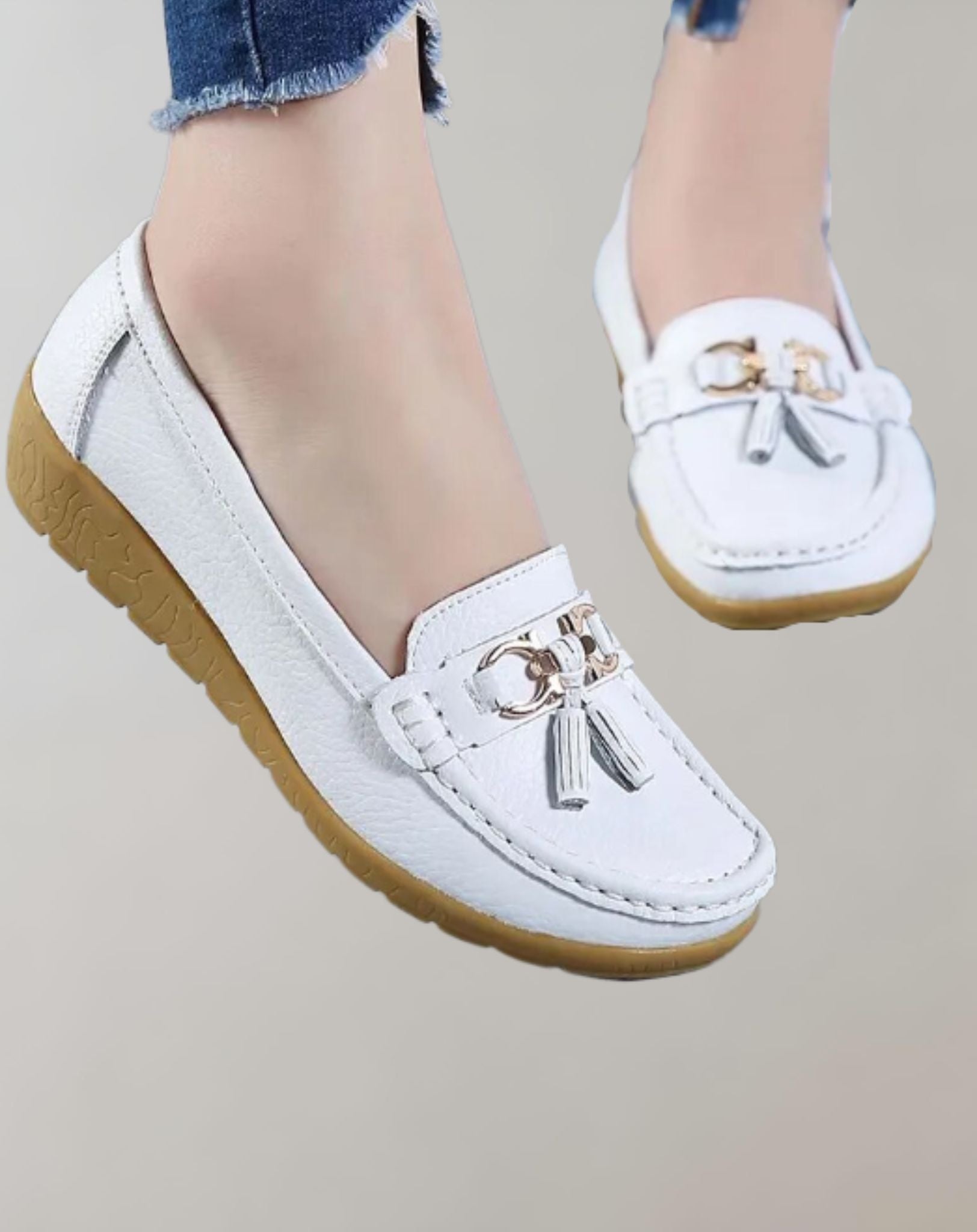 Phoebe - Leichte flache Leder Loafer mit quastenartigem Design Schuhe