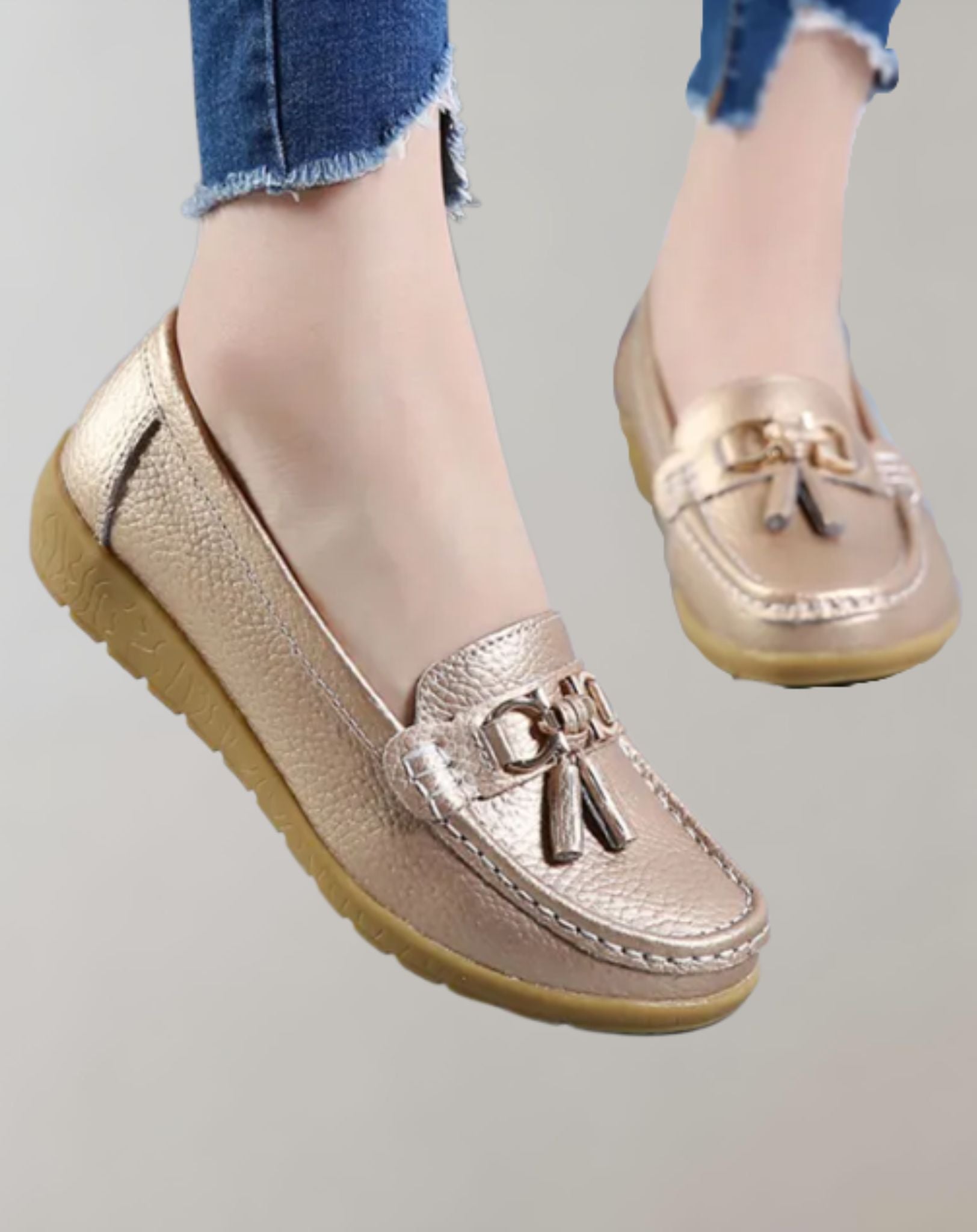 Phoebe - Leichte flache Leder Loafer mit quastenartigem Design Schuhe