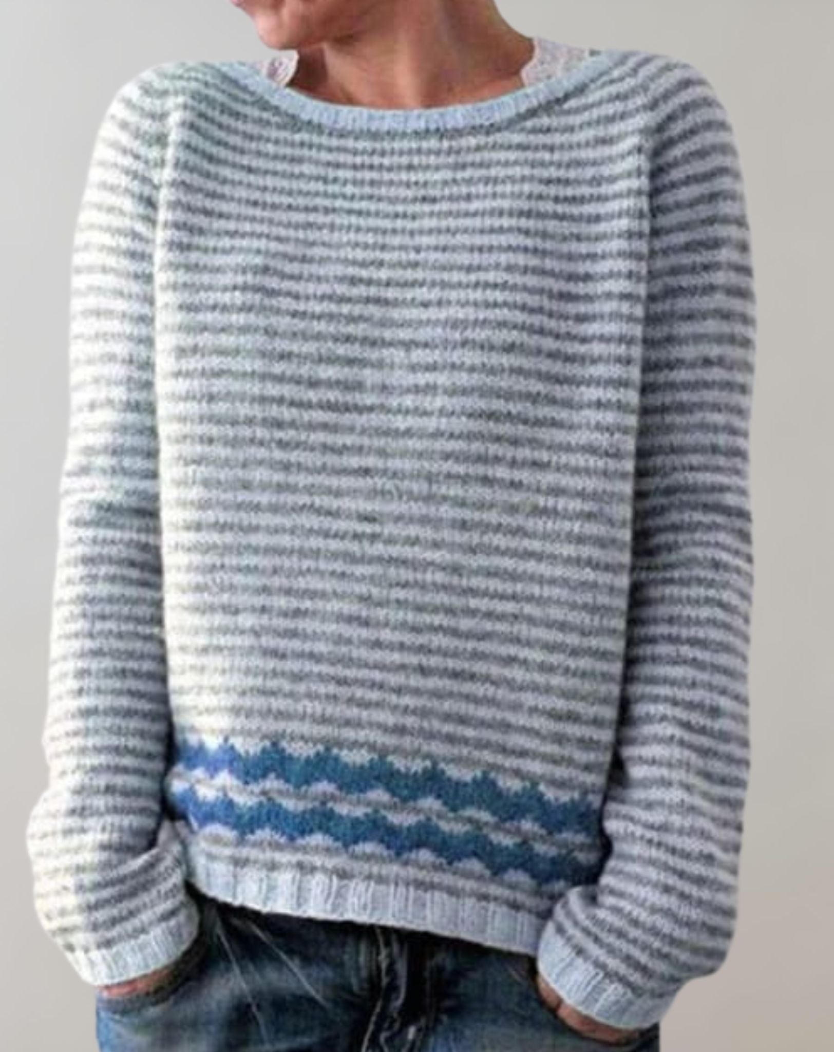 Shaw - Übergroßer Pullover mit zufälligem Musterdruck für Damen Sweater
