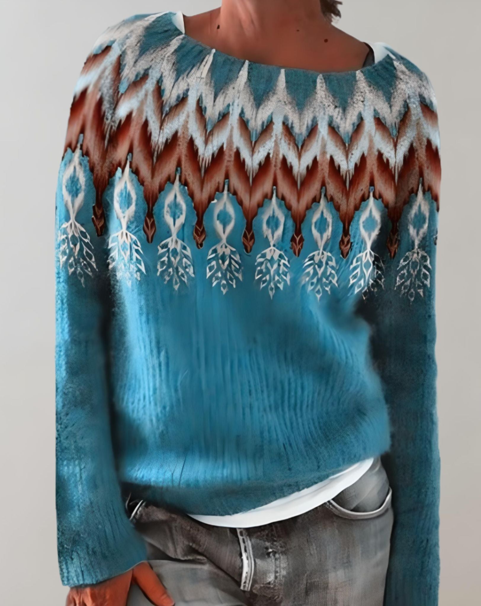 Shaw - Übergroßer Pullover mit zufälligem Musterdruck für Damen Sweater