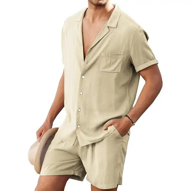 Herren Sommer-Set: Leichtes Hemd mit Shorts, Lässiger Zweiteiler für den Alltag