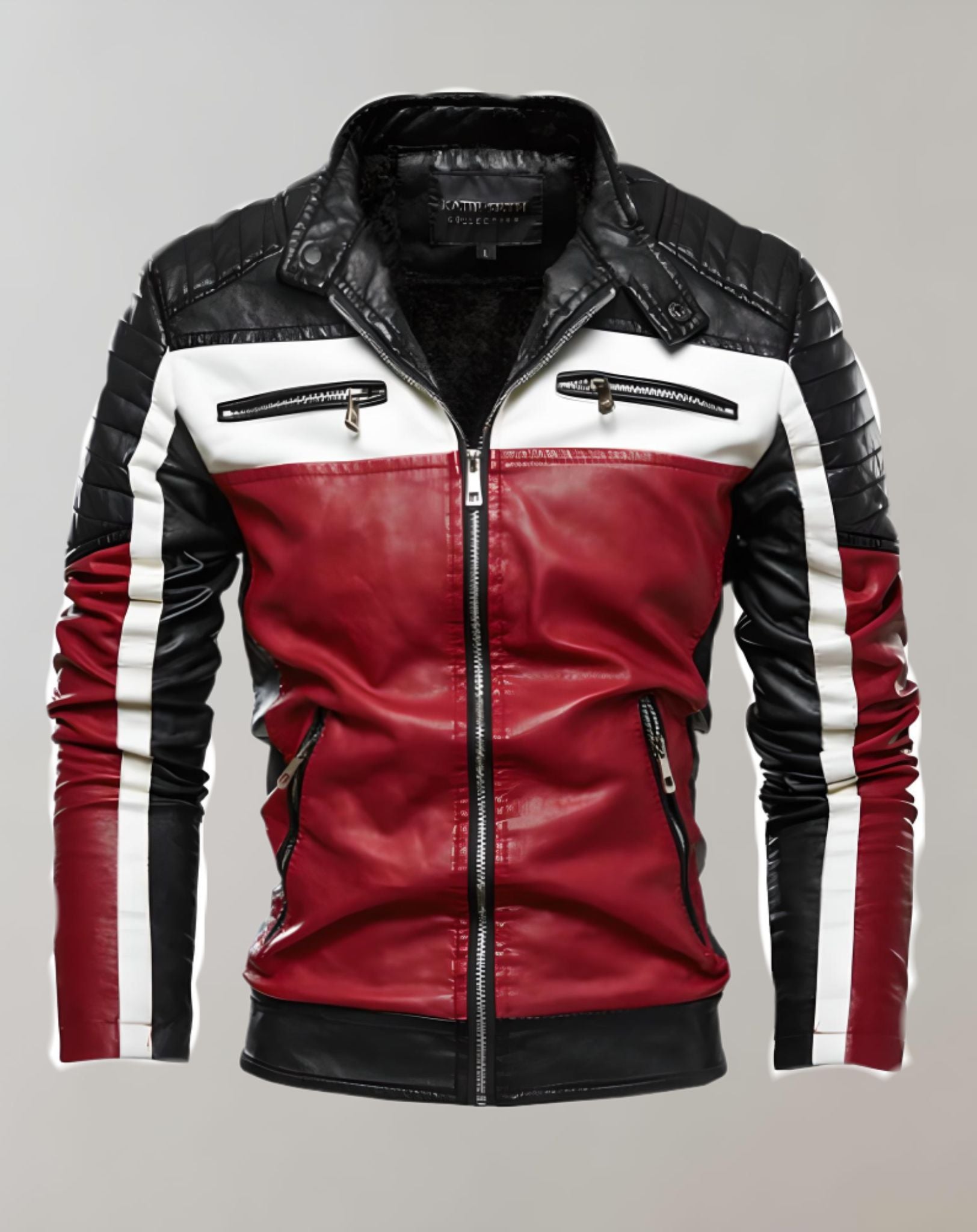 Vlad -  Mehrfarbige Fahrradjacke aus Leder mit Reißverschluss für Herren Jacke