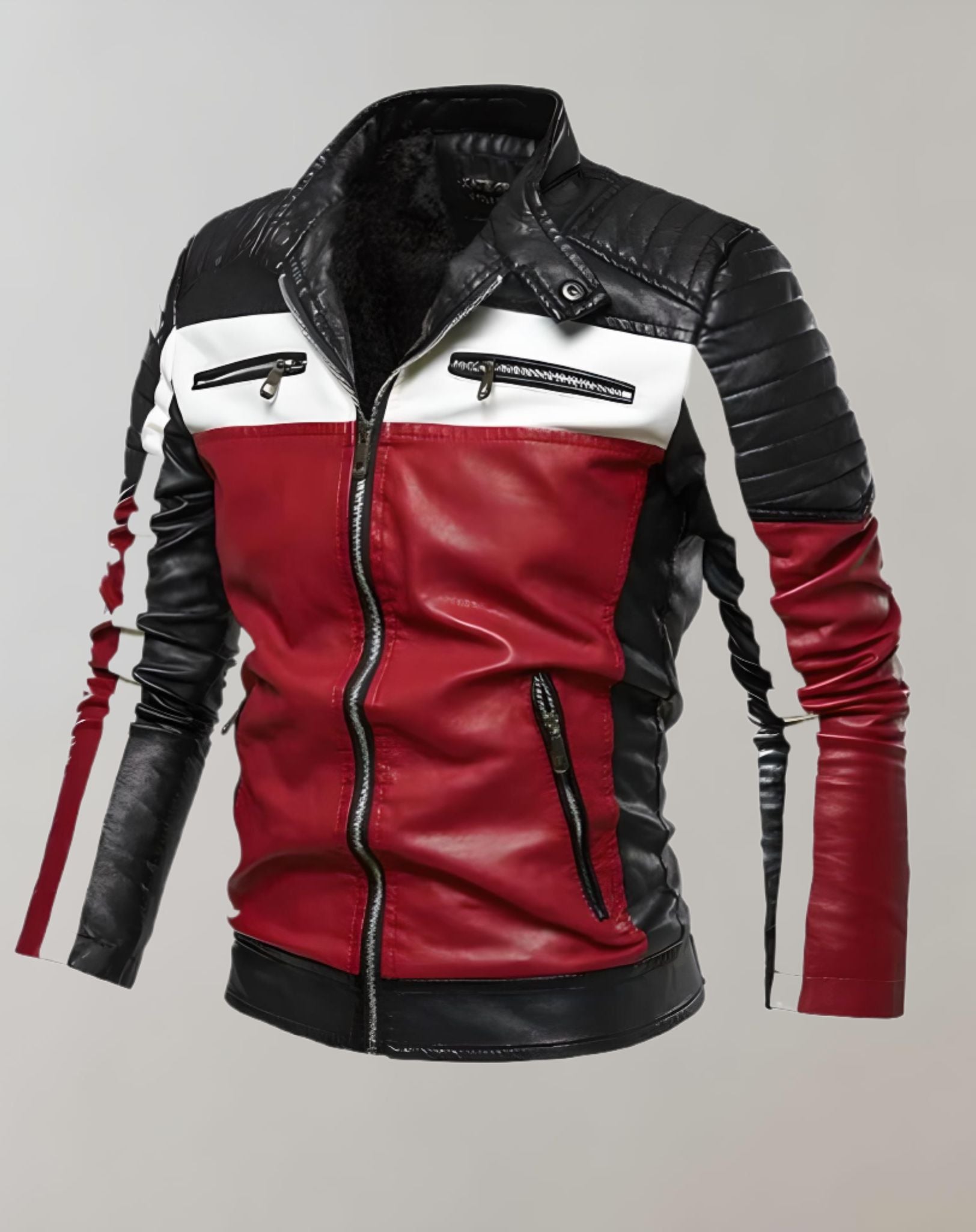 Vlad -  Mehrfarbige Fahrradjacke aus Leder mit Reißverschluss für Herren Jacke