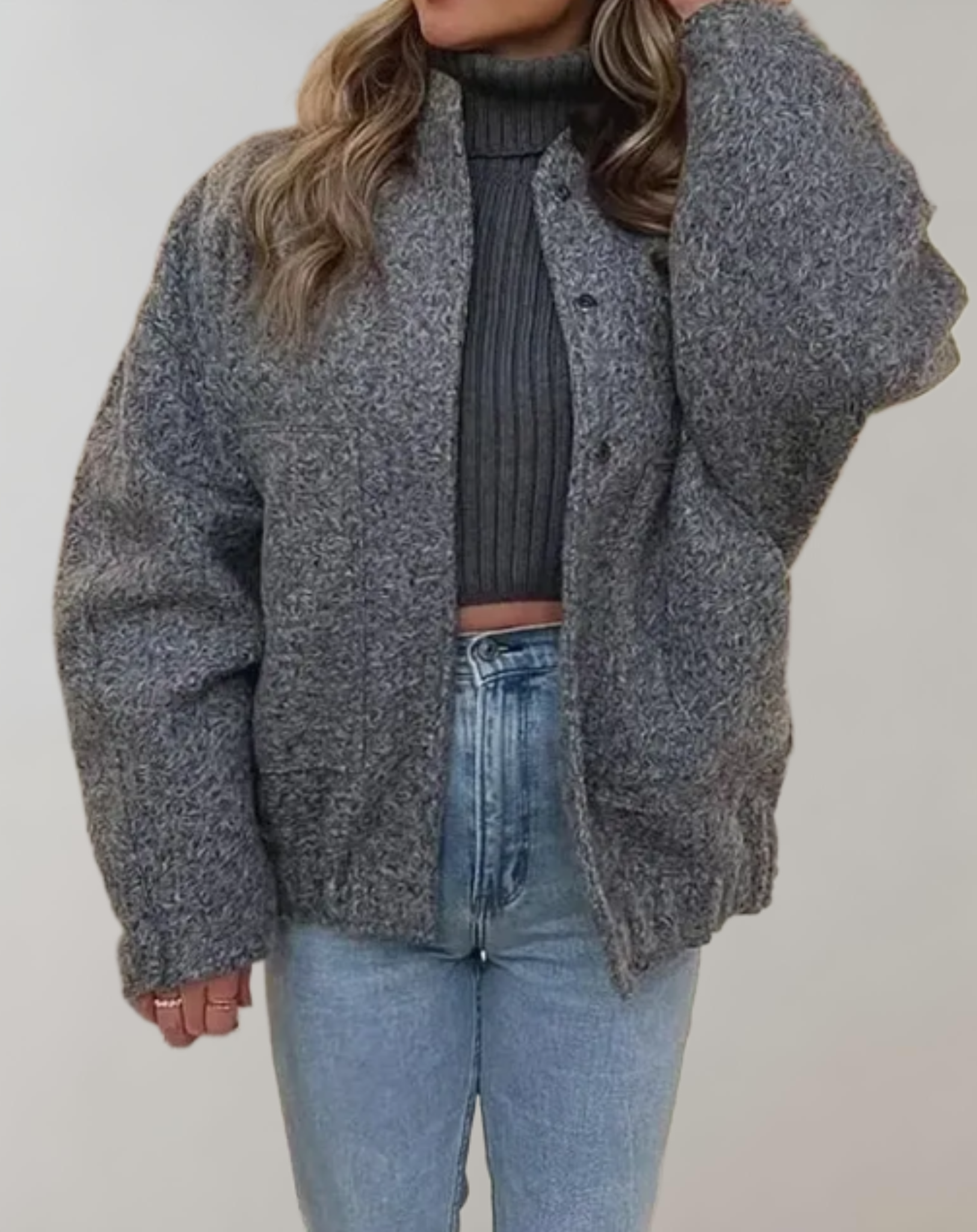 Adrianna - Dicke und bauschige Jacke mit Knöpfen für Damen Jacke