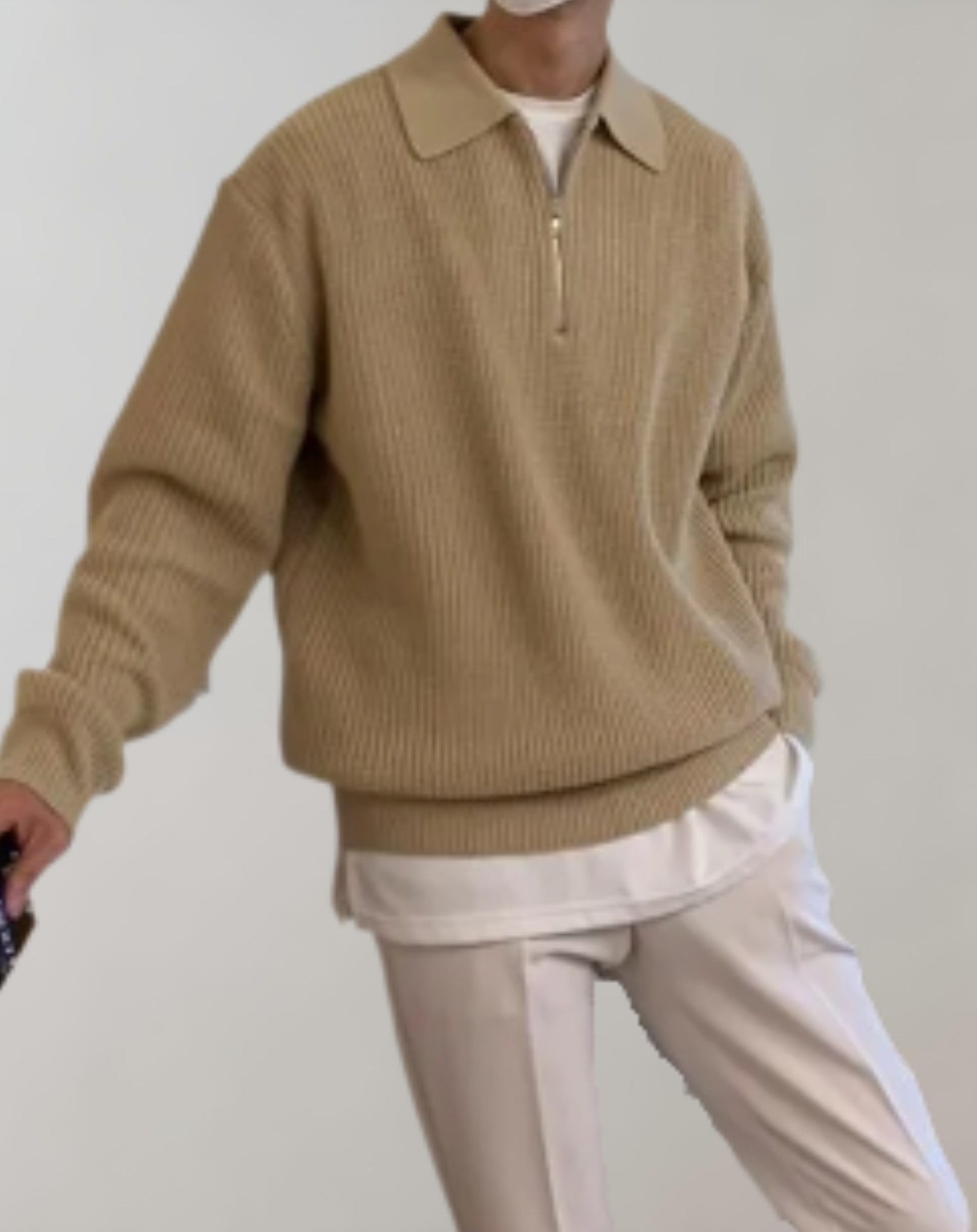 Brian - Übergroßer Pullover für Herren mit Mini Reißverschluss Pullover