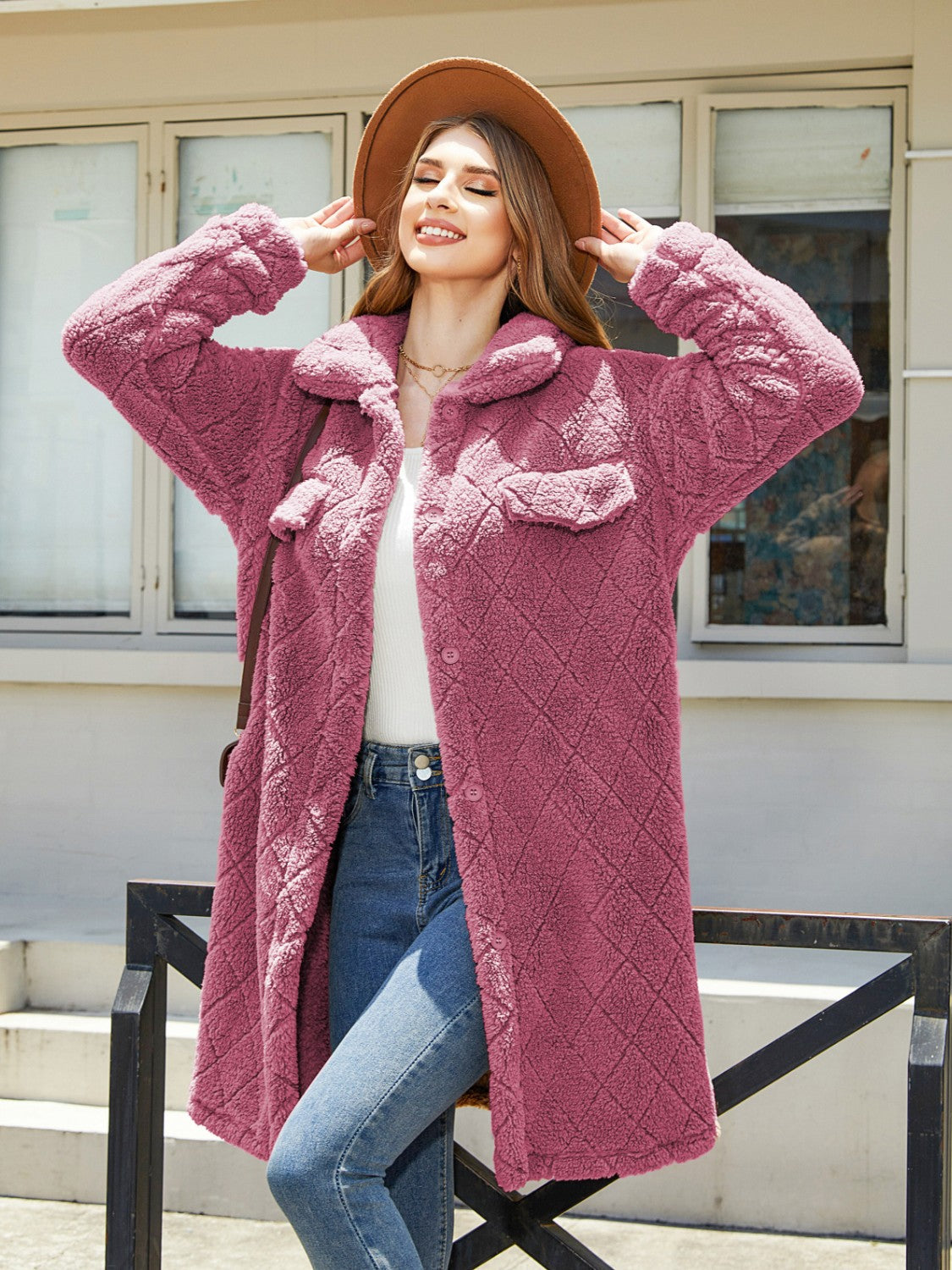 Elowen | Gemütlicher Oversized-Textur-Knopf-Jacke mit Heruntergesetzten Schultern