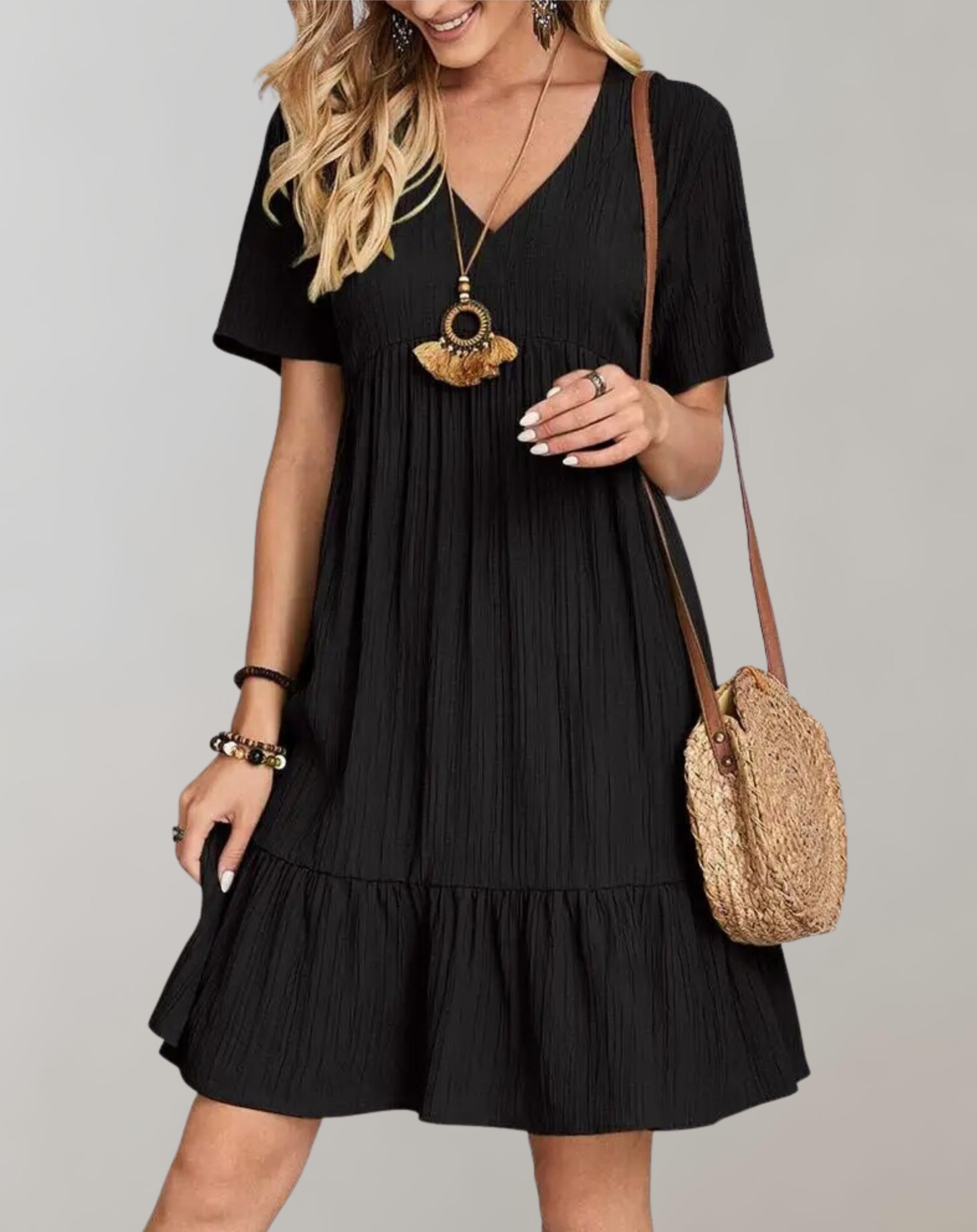 Valeska - Women Casual Solid Mini Dress